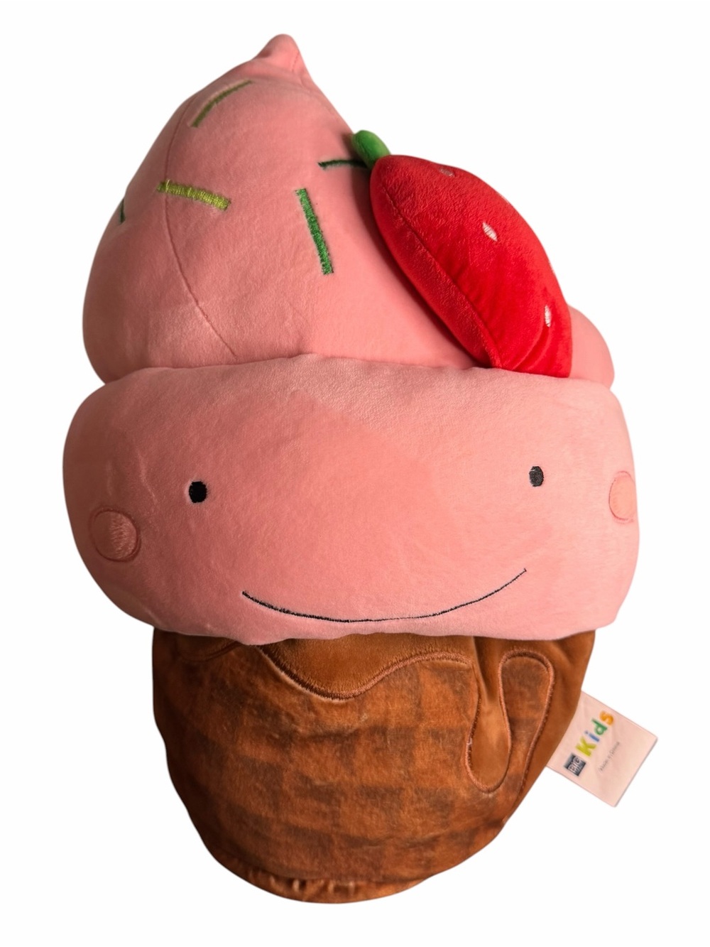 The Big One Kids Strawberry Ice Cream Cone Plush Throw Pillow 16”